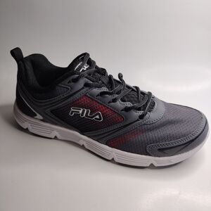 FILA Vector Sport Running Gray Black Red Athletic Sneaker